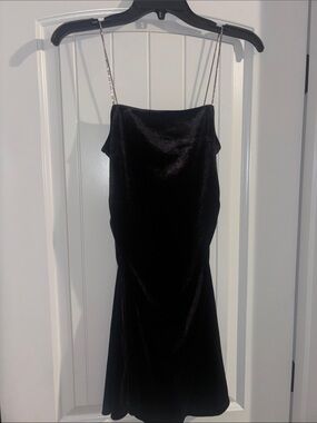 Forever 21 Black Velvet Mini Dress with Chain Straps